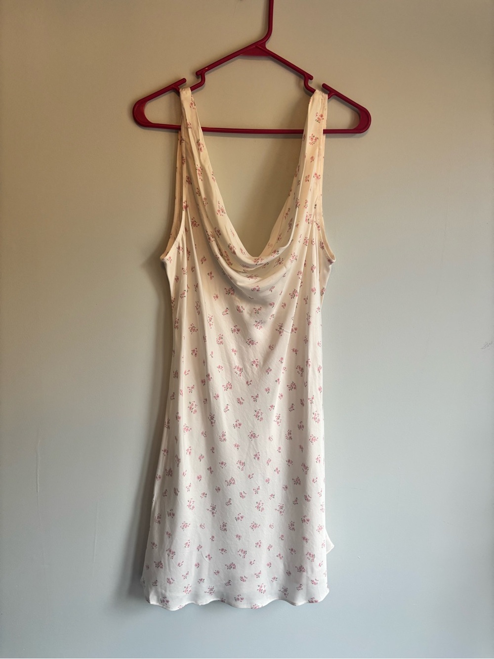 H&M Cream Mini Slip Dress with Pink Floral Print
